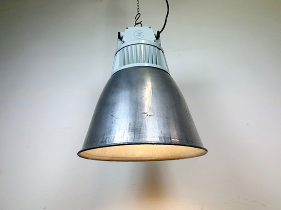 Image 1 of Vintage Silver Industrial Factory Pendant Lamp from Elektrosvit, 1960s