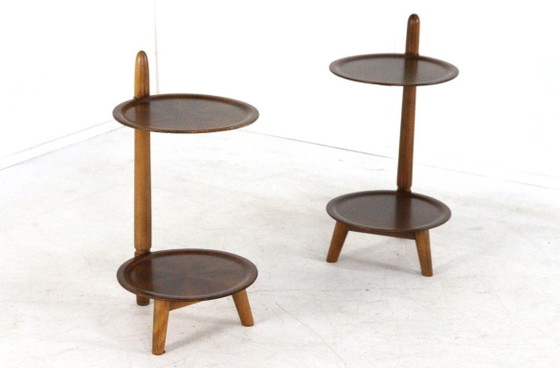 Image 1 of Set van 2 Edmund Jørgensen voor Patent ANM bijzettafeltje / nachtkastjes vintage Deens