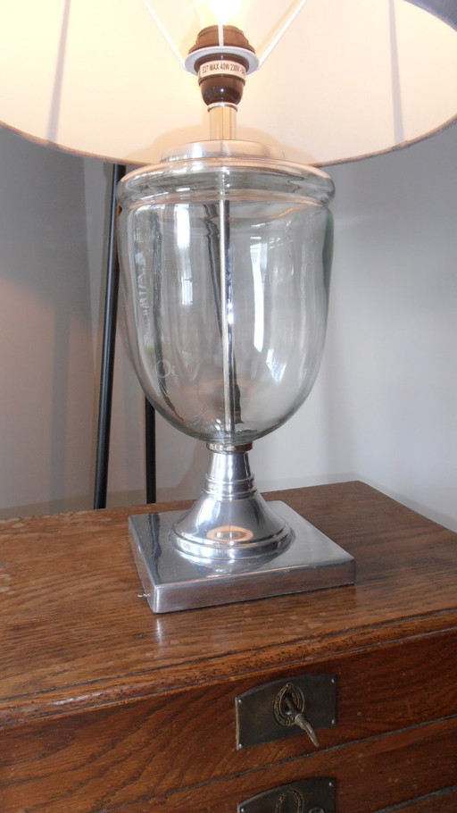 Lampe de table Loberon, Combinaison verre-tissu et acier