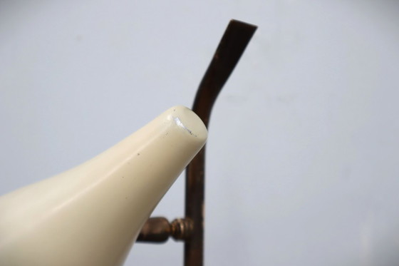 Image 1 of Oscar Torlasco voor Lumen zeldzame Italiaanse tafellamp uit 1950 in messing en marmer