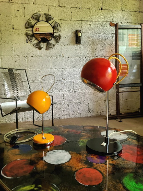 Image 1 of Großer 60er Jahre Aluminor Eyeball - restauriert rot glitzernd Pop Space Age