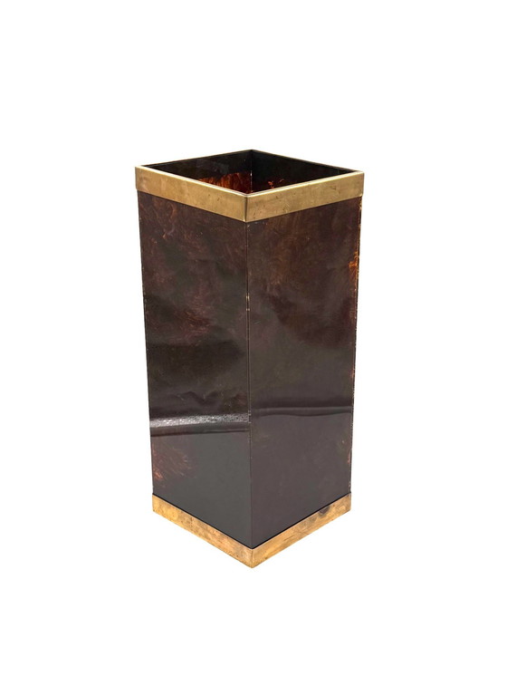 Image 1 of Mid-century brass and bakelite umbrella stand, France 1960s
