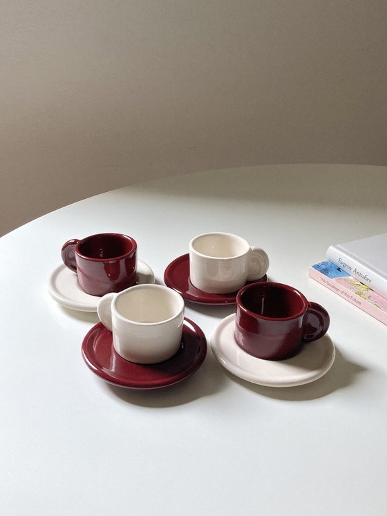 Image 1 of Ensemble de 4 tasses à café vintage en céramique