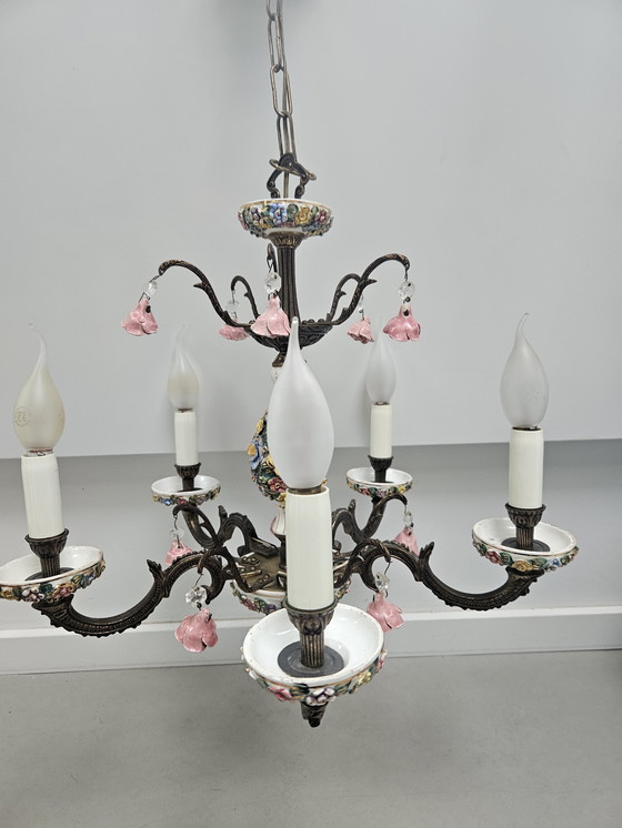 Image 1 of Lámpara de araña italiana Capodimonte