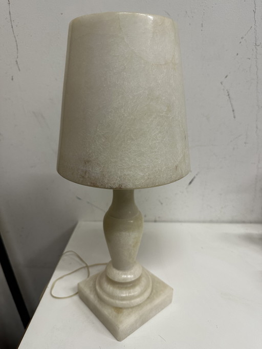 Lampe Vintage Années 70 En Albâtre H 39 Cm