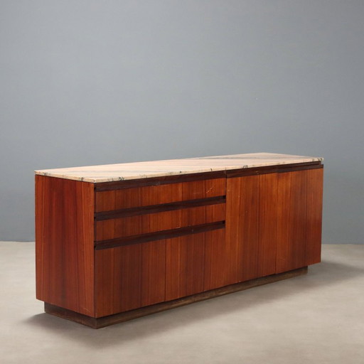 Buffet des années 1960 en bois et marbre – dressoirs, Wood