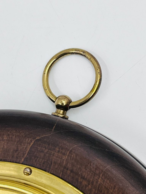Image 1 of Barometro da parete vintage in legno e ottone