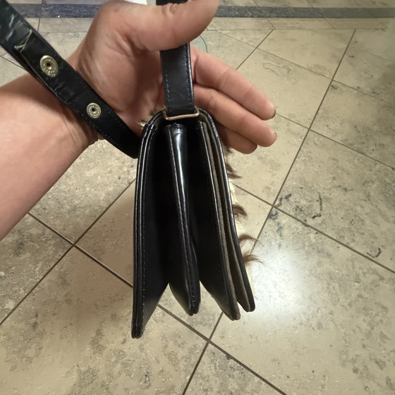 Image 1 of Borsa a tracolla vintage Corbeau Curio in pelle e pelo di cavallino – Nuova