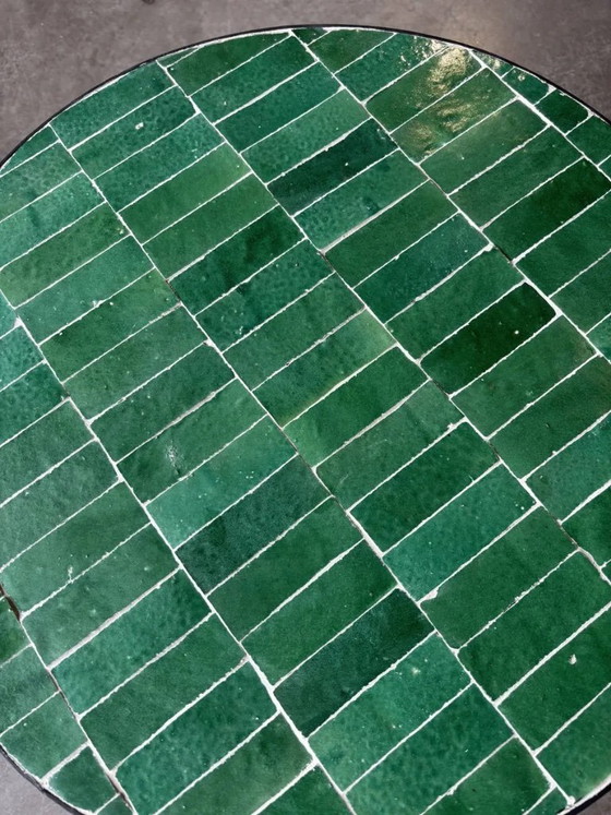 Handmade Moroccan Green Zellige Coffee Table, Indoor & Outdoor, 60 cm, leslosanges, Side tables, Ceramic (photo 8 of 11)