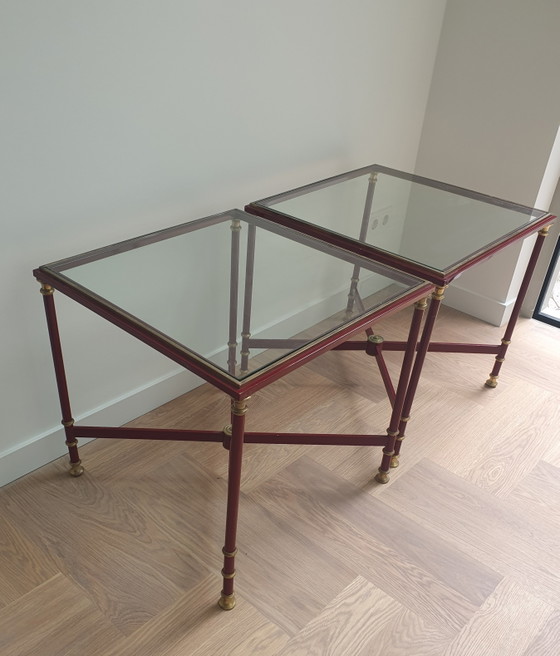 Image 1 of Paire de tables d'appoint vintage de style Hollywood Regency – Maison Jansen (années 1970)
