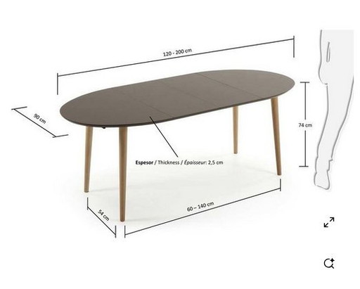Table de salle à manger Kave Oqui - extensible 120-200