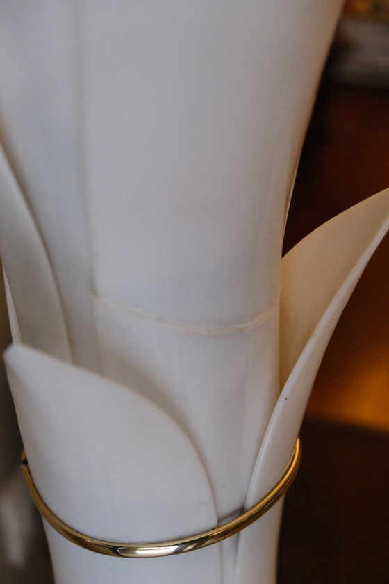 Image 1 of Lampada da terra vintage Tulipe in perspex e ottone per Rougier, Canada 1980