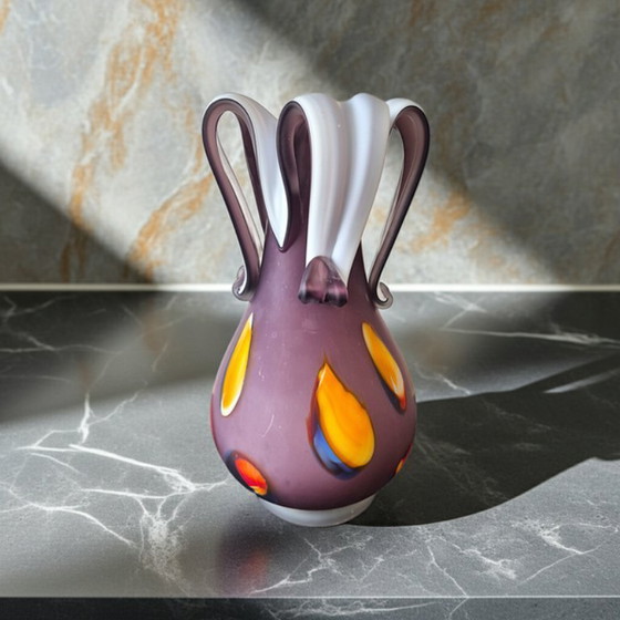 Image 1 of Murano purple art sculptural vase