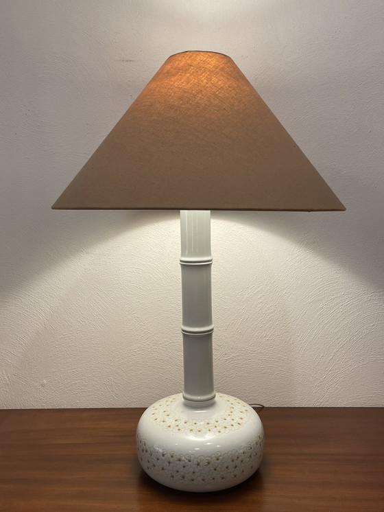 Image 1 of Tafellamp / Schemerlamp, Royal Copenhagen, Aardewerk In Faux Bamboe Stijl, 1960'S Denemarken