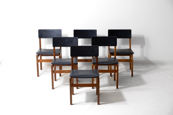 Mid-Century Set van 'Abstracta' stoelen van Jos De Mey – Eetkamerstoelen, Leather (photo 3 of 15)