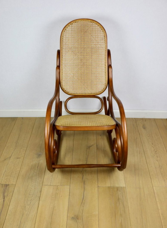 Image 1 of Rocking chair on runners, original light brown, 1970s - perfect like new