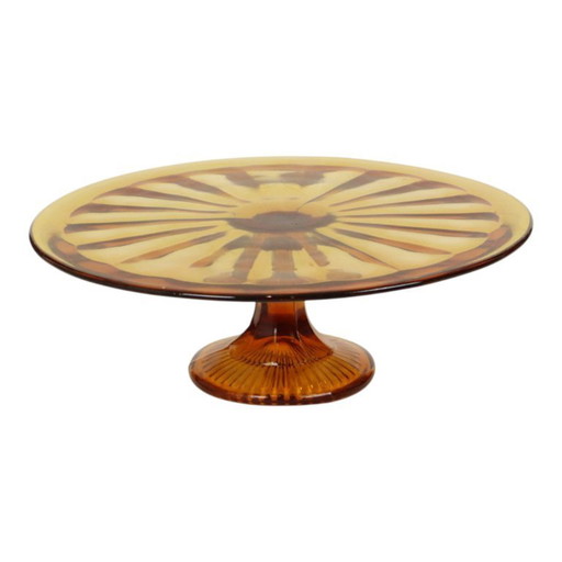 Piatto da torta Art Déco color ambra e arancio