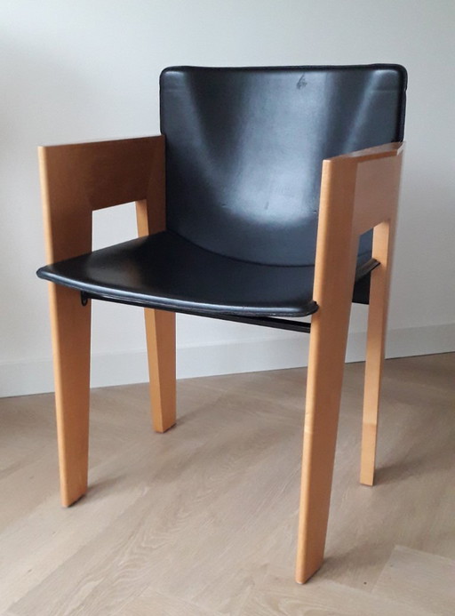 Arco Dining Chair design wooden leather chair Arnold Merckx