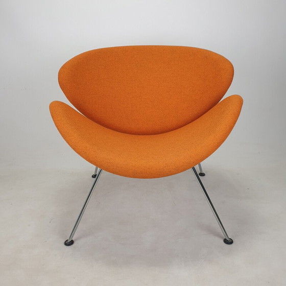 Image 1 of Vintage fauteuil in oranje plak en verchroomd metaal van Pierre Paulin voor Artifort, 1980