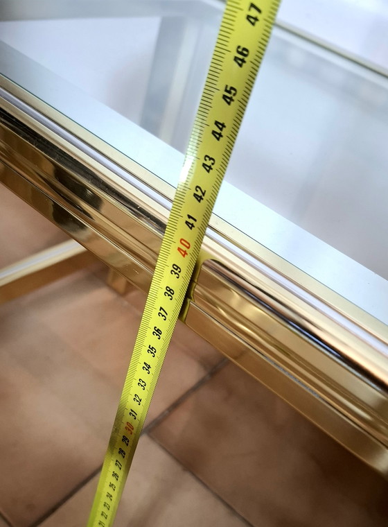 Image 1 of Set of 1980s glass and brass coffee tables