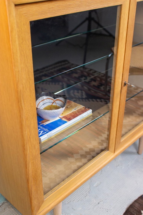 Image 1 of Vintage display cabinet, chest of drawers, sideboard, oak, Danish Mid Century