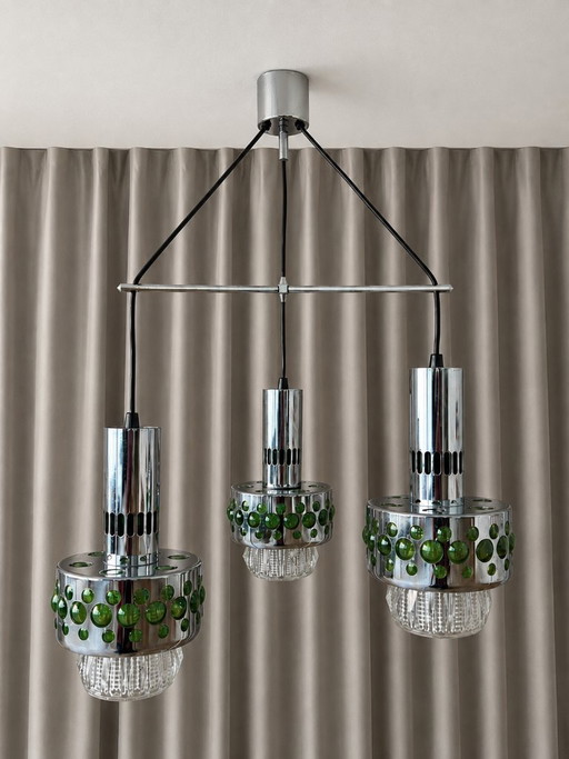 Enorme lampadario cromato in stile Space Age - anni '70 – Massive, hanglampen, Glass, Metal (photo 2 of 12)