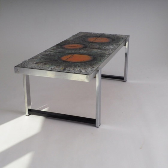 Image 1 of Mid-Century Modern Sunburst Tile Coffee Table