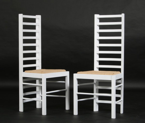 2 Sedie, Riproduzione, Ladderback Chair, Charles Rennie Mackintosh, Nuovo – Poltrone, Wood, Textile (photo 5 of 5)