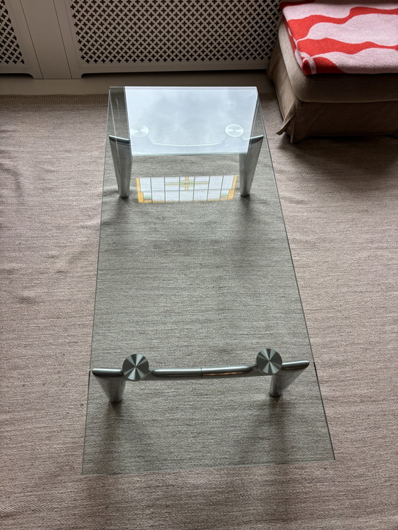 Leolux Farandole table basse en verre avec pieds en acier inoxydable – Tables basses, Glass, Aluminium (photo 2 of 6)