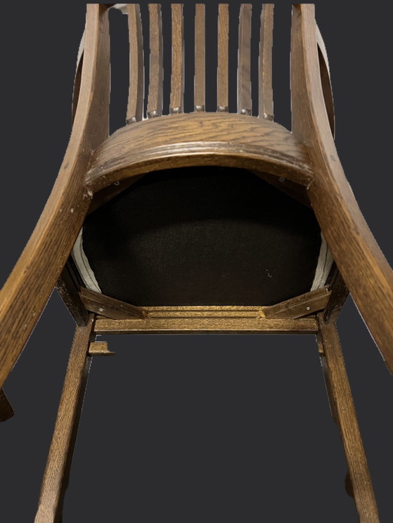 Image 1 of 4 Bannink jugendstil eiken eetkamer armstoelen 
