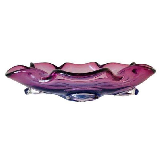 Image 1 of Vintage Sommerso XL ciotola in vetro Josef Hospodka Chřibská Sklo blu viola 1950s