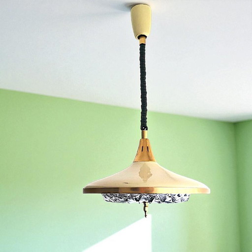 Mid Century Modern cream retractable dining room light