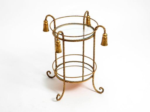 Beautiful Small Italian Mid-Century Regency Side Table Made of Gilded Iron by Li Puma Firenze