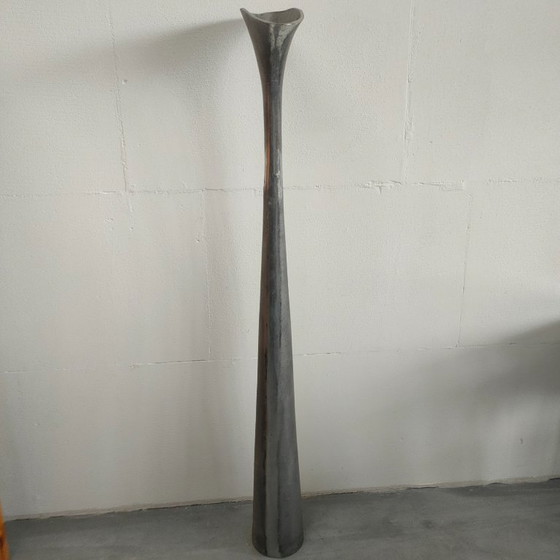 Tall Decorative Goblet Vase Metal/Aluminum, Grey, Modern (photo 2 of 7)