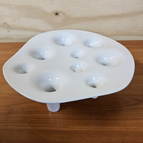 Image 1 of Bougeoir et coupe à fruits en céramique blanche, design Willem Noyons (design néerlandais)