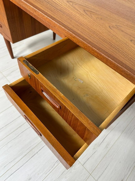 Image 1 of Vintage Danish Teak Writing Desk, Minimalist Mid-Century Modern Design, 1960s