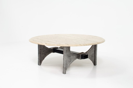 Brutalist Couchtisch aus Travertin
