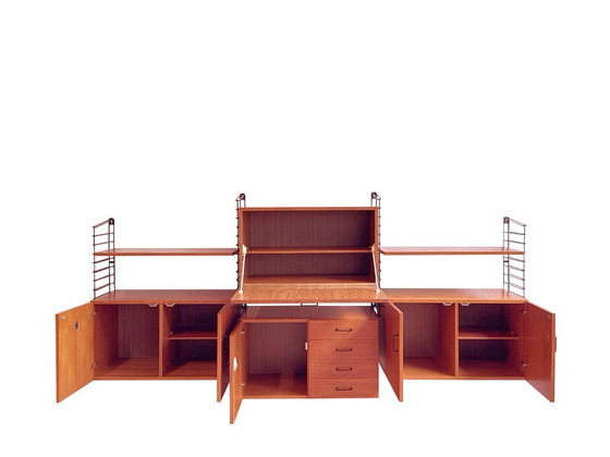 Image 1 of Teakhouten modulair wandsysteem Musterring – breed wandmeubel