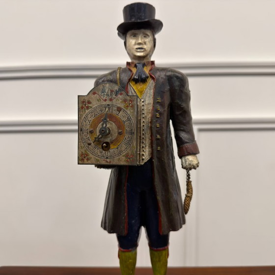 Statua orologio antica della Foresta Nera – Metallo, Legno (photo 7 of 8)