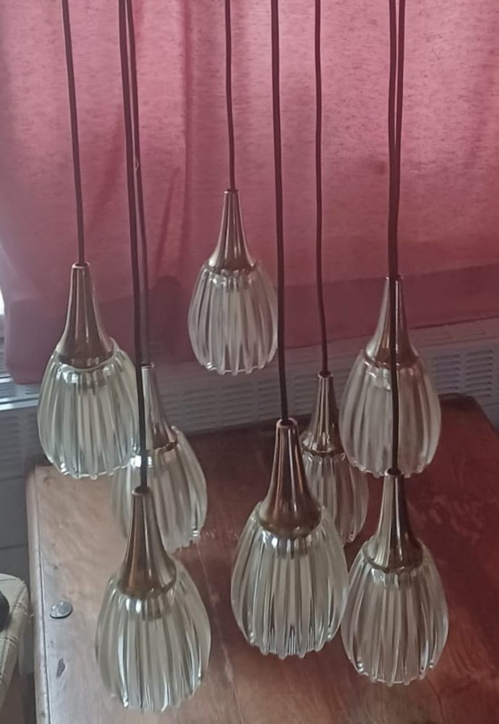 Image 1 of Gaetano Sciolari Vintage Cascade Hanglamp (1.20m) – 8-Lichts Jaren 70