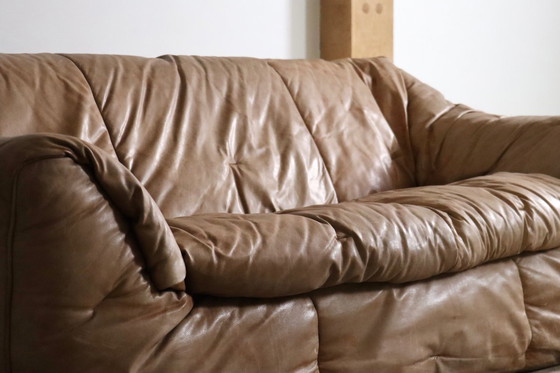 Image 1 of Ligne Roset Sloop Sofa By Michel Ducaroy In Cognac Leather, 1970s