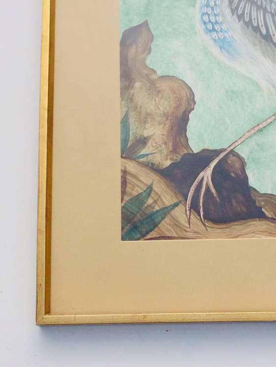 Image 1 of J. Vallès: ' Heron ' 70s Mixed media * 70s Vintage *