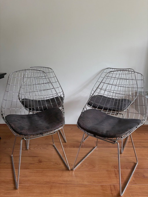 4x Pastoe Draht-Esszimmerstühle
