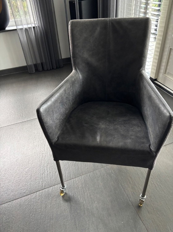6 Design Wildleder Esszimmerstühle, Grau, Rustic (Foto 7 von 10)