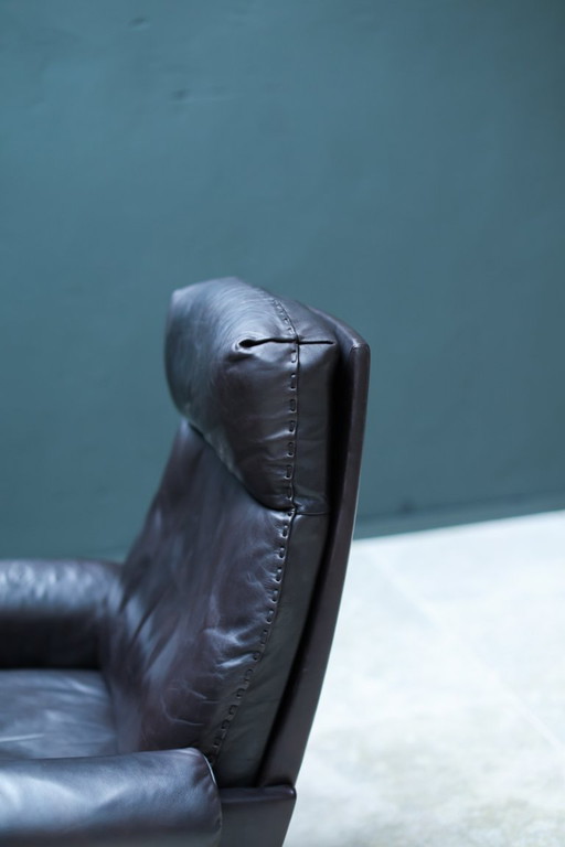 Poltrona vintage De Sede DS-31 | Schienale alto girevole | Pelle marrone | Anni '70