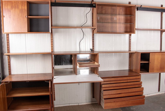 Image 1 of Zeer grote modulaire Deense teakhouten wandkast van Poul Cadovius voor Cado 1960.