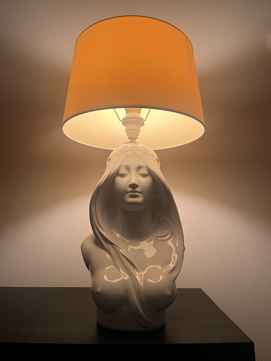 Image 1 of Lampada da tavolo vintage a forma di busto femminile in stile Hollywood Regency