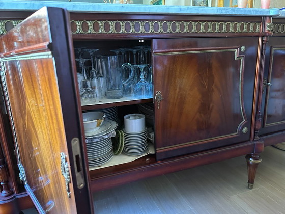 Credenza (enfilade) in stile Luigi XVI, Credenze con vetrina, Legno, Marmo, Multicolore (foto 8 di 8)
