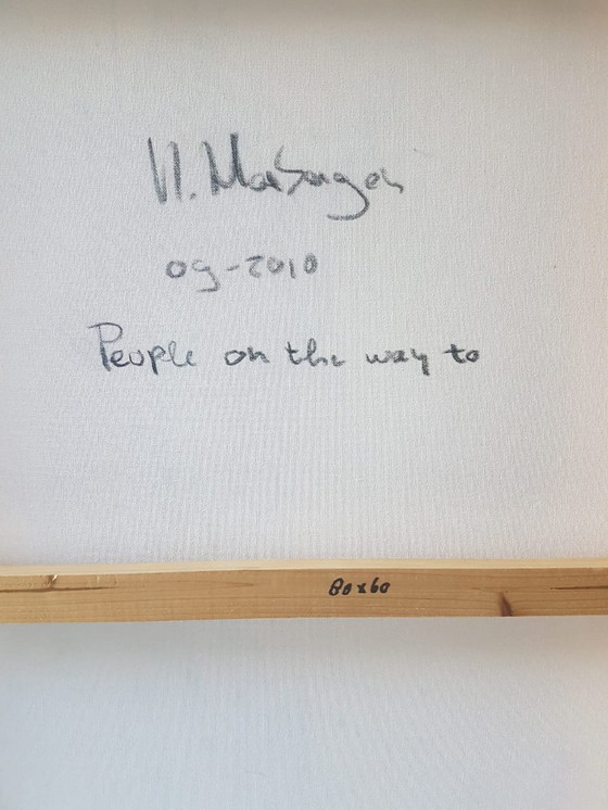 Image 1 of People on the way to...,abstract 3D schilderij gemaakt in acryl en inkt.