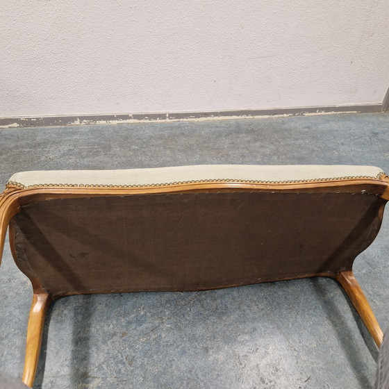 Image 1 of Louis XV boudoir bench Antique needlepoint